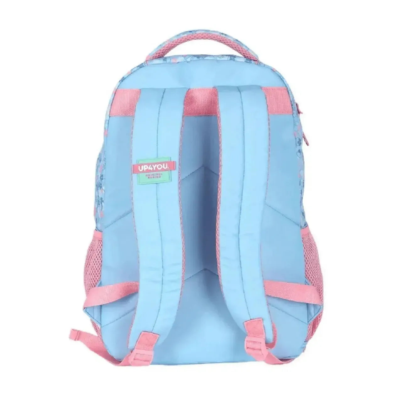 Mochila de Costas Stitch Azul e Rosa com Bolso Frontal e Estojo Triplo