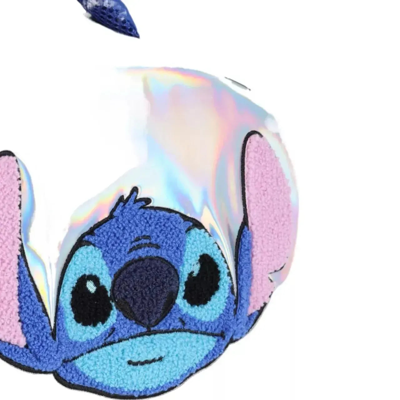 Mochila de Costas Stitch Holográfico Com Bolso Frontal e Estojo Triplo