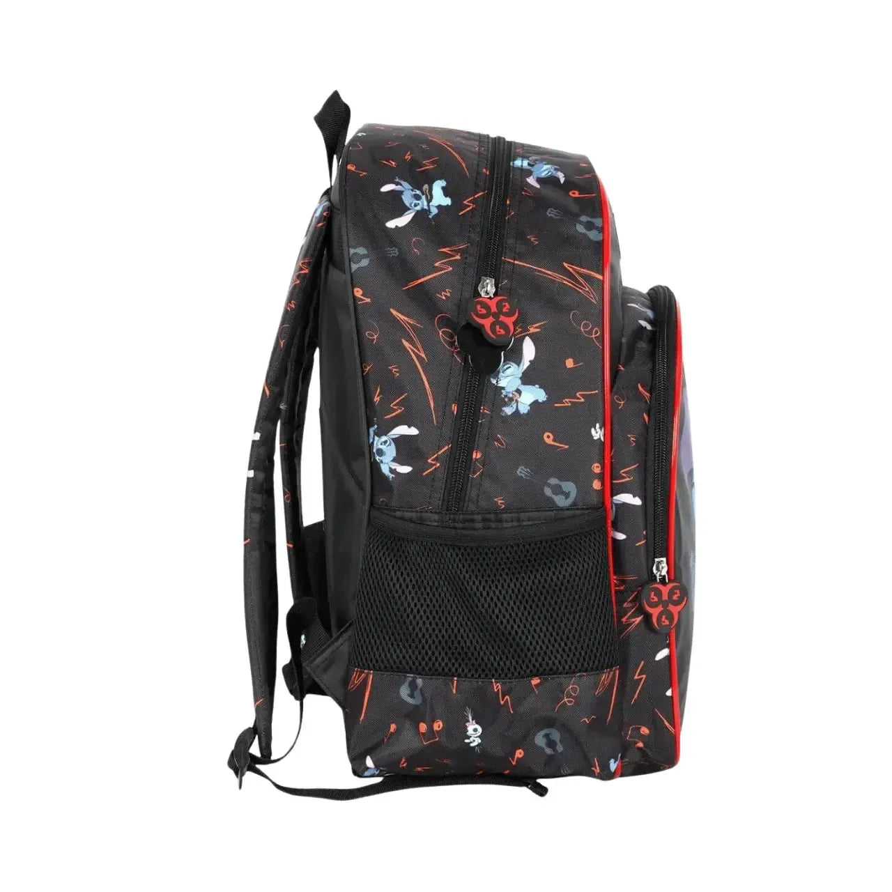 Mochila de Costas Stitch Preta e Vermlha com Bolso Frontal