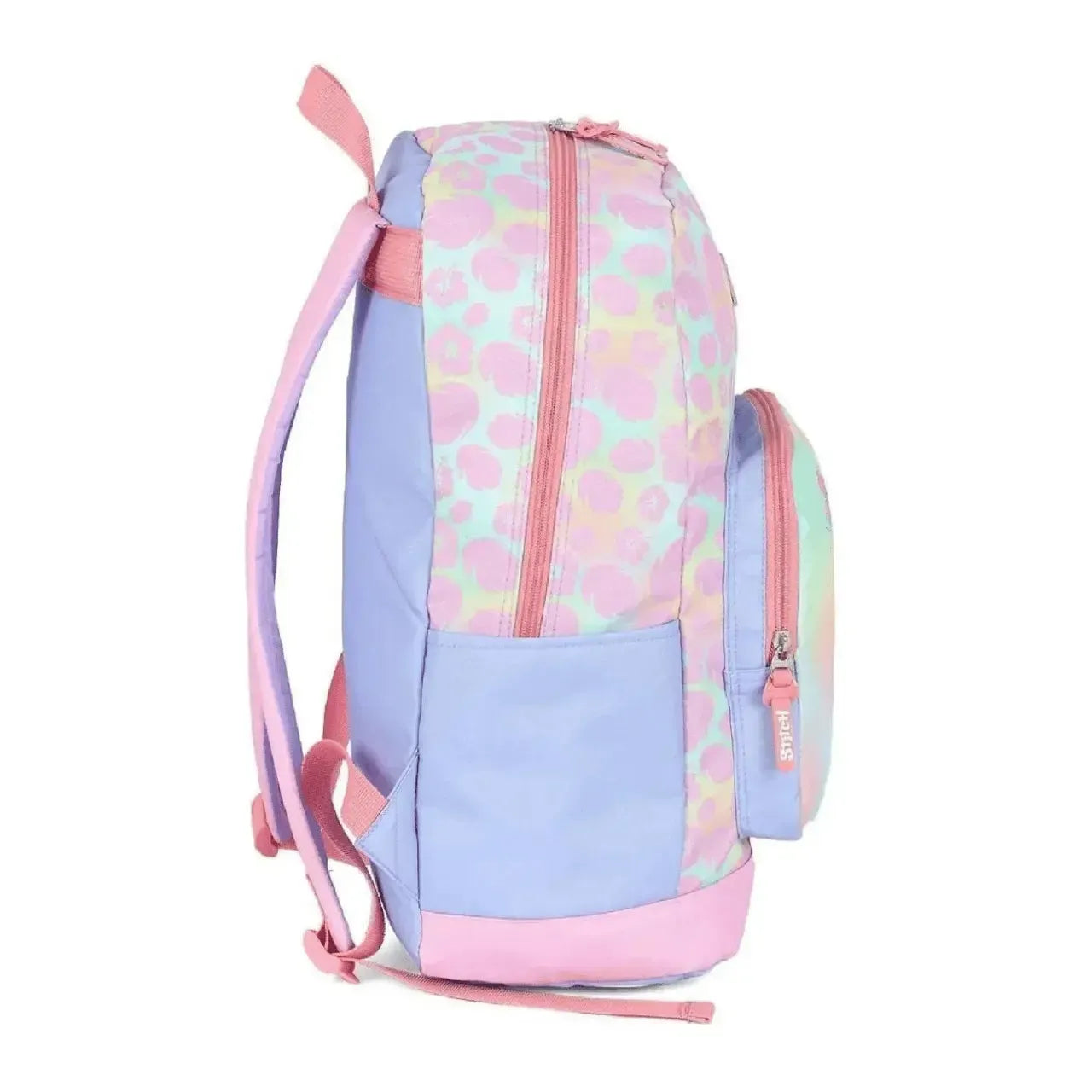 Mochila de Costas Stitch Rosa e Verde com Bolso Frontal