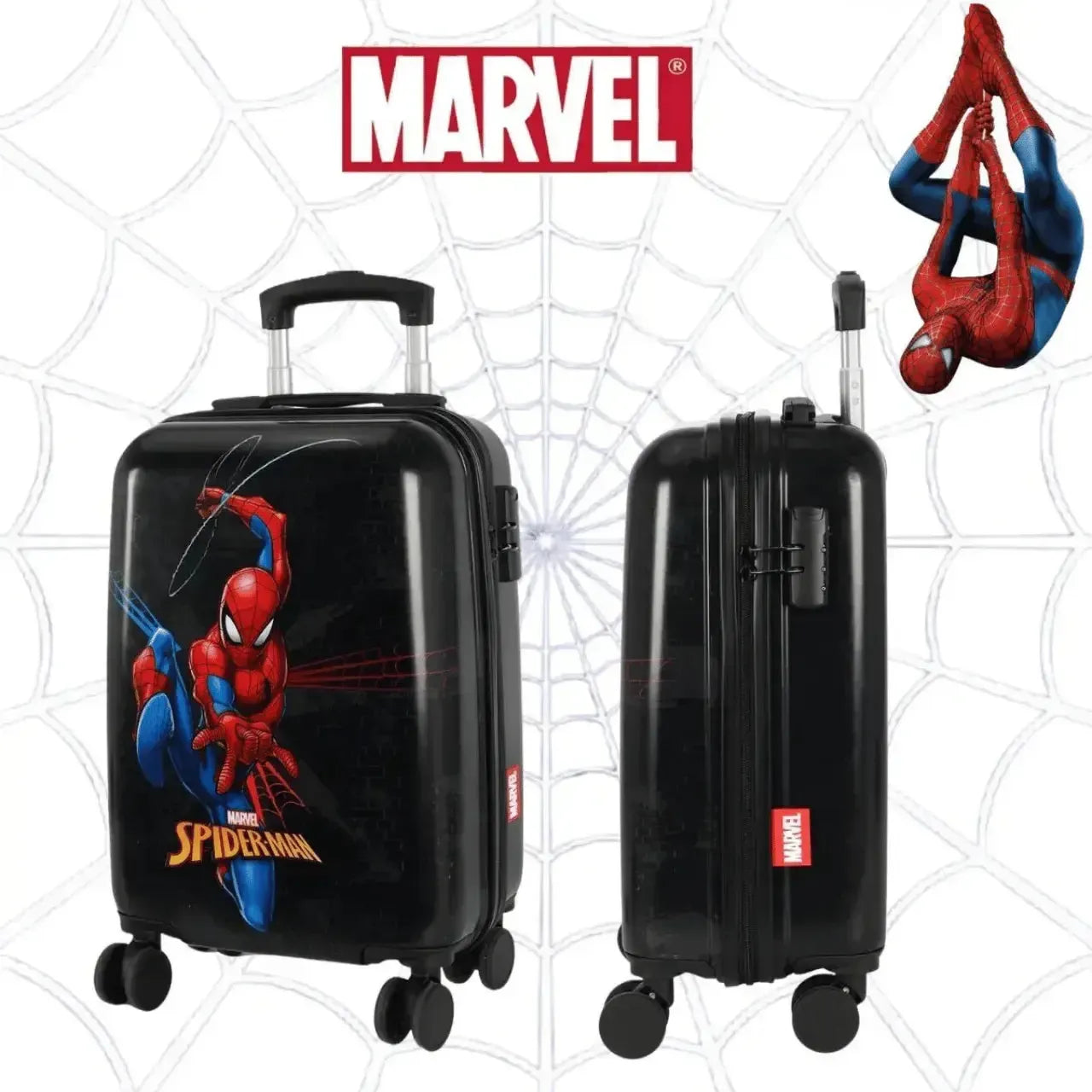 Mochilete de Rodinha 10kg Spiderman Preto Luxcel com Rodas 360°