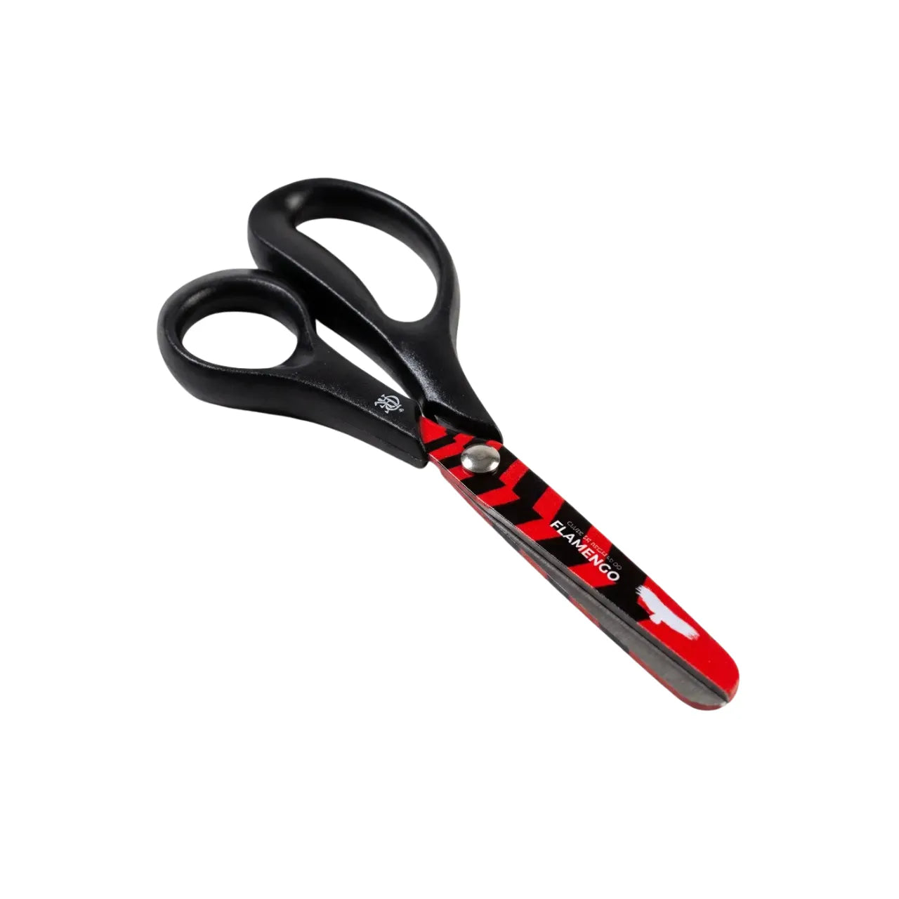Tesoura Escolar Flamengo 13,5cm Aço Inox Preta Skypaper