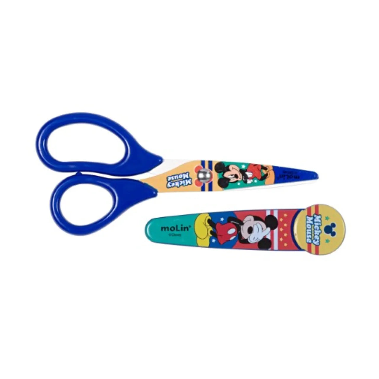 Tesoura com Protetor 13cm Molin Aço Inox Mickey Azul