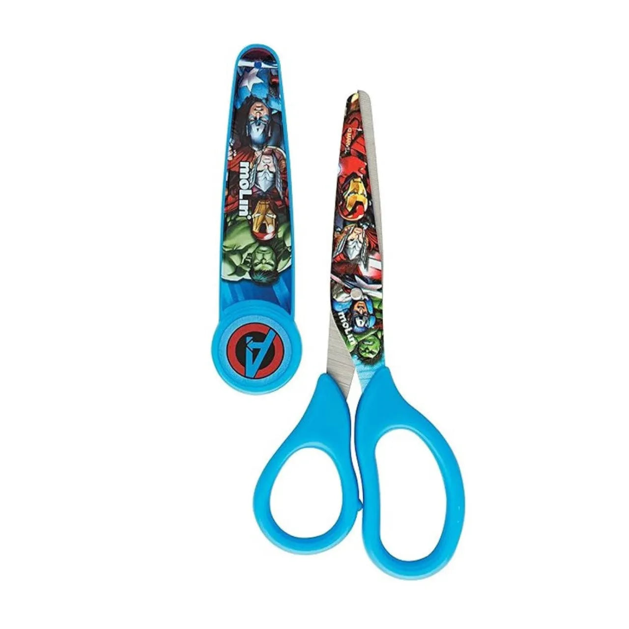 Tesoura com Protetor 13cm Molin Avengers Aço Inox Azul