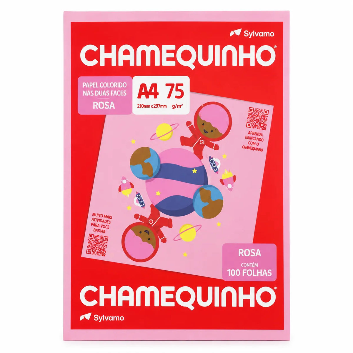 Papel Chamequinho A4 Rosa 75g 100 Folhas Chamex